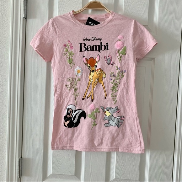 Pink Floral Bambi Tee Graphic T-Shirt Disney - Picture 2 of 7